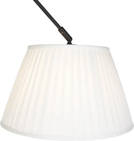 Závesné svietidlo čierne s plisovaným tienidlom 35 cm krémové - Blitz