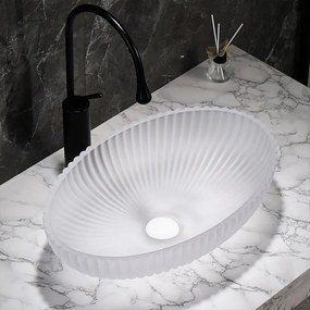 BPS-koupelny Sklenené umývadlo na dosku HYD-BRT3-WH-510 51x35 cm, mat