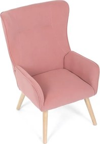Relaxačné kreslo ušiak LUCIAN — masív, menčester, prírodná / ružová