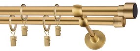 Dekorstudio Garniža dvojradová SLICK zlatá 19mm Dĺžka: 360cm, Typ uchytenia: Držiak dvojitý otvorený, Typ príslušenstva: Krúžky tiché so štipcami