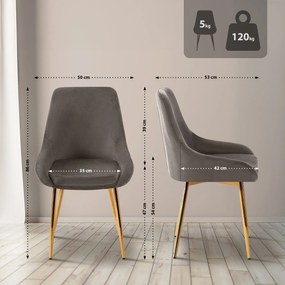 Sada 2 ks jedálenskej stoličky Elmira zamat - antracitová