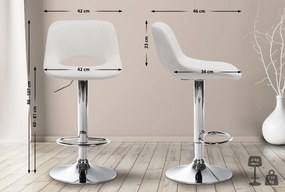 2x Barová stolička Camden - zamat, chróm rám - Krémová