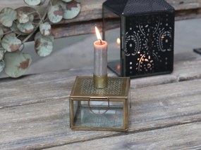 Bronzový antik svietnik na úzku sviečku s boxom Fancio - 9*9*8,5cm