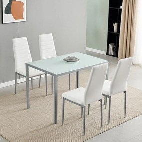 Jedálenský set 4x stolička + stôl Catini Austin - Biela