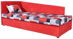 Celočalúnená váľanda s molitánovým matracom, ľavá, červená/vzor, EDVIN 4 LUX