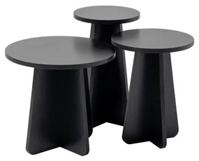 SADA 3x Odkladací stolík LUME pr. 28/33/43 cm čierna