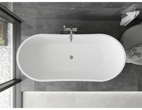 Mexen Montana, voľne stojaca vaňa 170 x 80 cm, biela-čierna, chrómový prepad, 52011708075-01