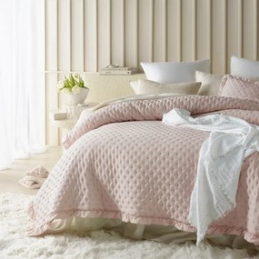 Svetlo ružový prehoz na posteľ Molly s volánom 170 x 210 cm