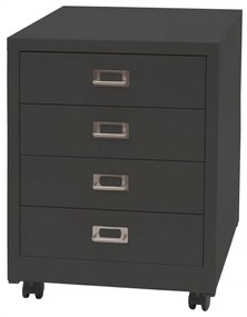 Zásuvková skrinka HWC-L49, kov 55x40x41cm 4 zásuvky - tmavosivá