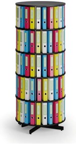 Otočný regál na zakladače, 5 poschodí, čierny