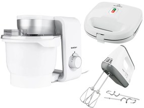 Silvercrest®  Kitchen Tools Kuchynský robot SKM 550 B3 + Vaflovač Swew 75 0 D2 + Ručný mixér, biela/strieborná  (800005281)