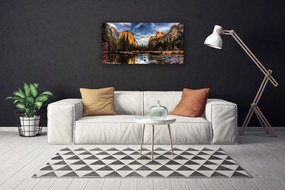 Obraz na plátne Hora les jazero príroda 140x70 cm