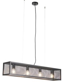 Inteligentná priemyselná závesná lampa čierna vrátane 4 WiFi A60 - Cage Wire