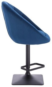 LuxuryForm Barová stolička VERA VELUR na čierne podstave - modrá