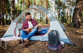 Skladací kempingový turistický stôl Komo 60 cm biely