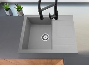 Gamma Modern 6550, 1-komorový granitový drez 650x500x210 mm s krátkym odkvapkávačom, šedá, GMA-ZLE000092