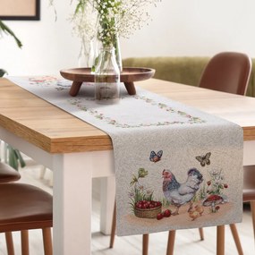 GOBELÍNOVÝ BEHÚŇ NA STÔL FOWL 40X100 CM VZOROVANÁ