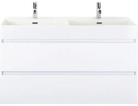 Kúpeľňový nábytkový set Maxx XL 120 cm s keramickým dvojitým umývadlom Model 2 biela vysoko lesklá