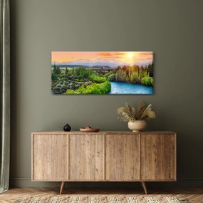 Obraz - Lesná horská krajina (120x50 cm)