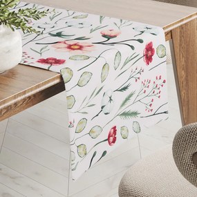 Biante Bavlnený behúň na stôl Sandra SA-747 Lúčne kvety na bielom 45x120 cm