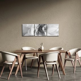 Obraz - Kvet, čiernobiela (s hodinami) (90x30 cm)