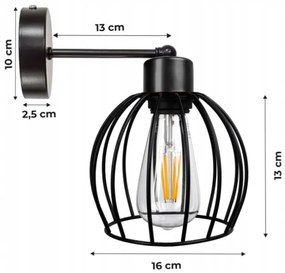 BERGE Nástenná lampa - kinkiet - E27 - KULA - čierna