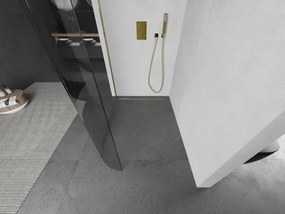 Mexen Kioto, zaoblená sprchová zástena 90 x 200 cm, 8mm číre sklo, zlatý profil, 800-090-101-50-06
