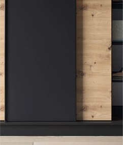 Šatní skříň Esville 180 cm dub Artisan/černá