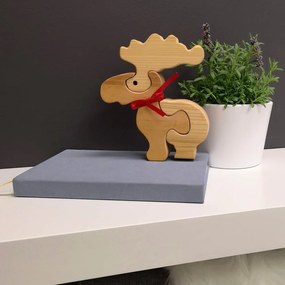 AMADEA Drevené puzzle sob, masívne drevo dvoch druhov drevín, 16 cm