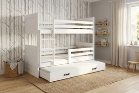 Poschodová posteľ s prístelkou RICO 3 200x90 Biela