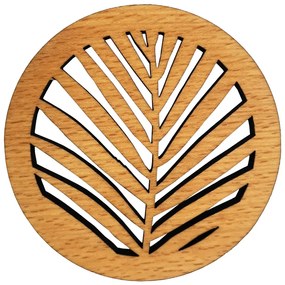 AMADEA Drevený podtácok okrúhly list, masívne drevo, priemer 10,5 cm