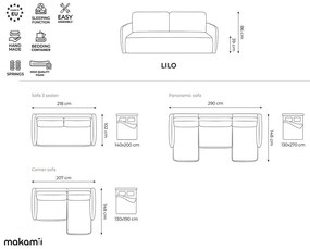 Sivomodrá ženilková rozkladacia/s úložným priestorom rohová pohovka (do tvaru "U") Lilo – Makamii