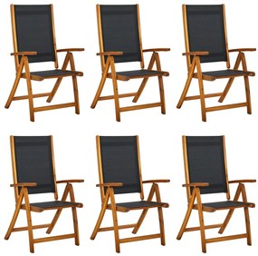 Skladacie záhradné stoličky 6 ks akáciový masív a textilén