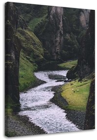 Obraz na plátně Potok Hora Les Příroda - 60x90 cm