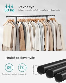 Stojan na oblečenie dvojstupňový JASON 101-165x49x113-180cm, čierna SongmicsHome