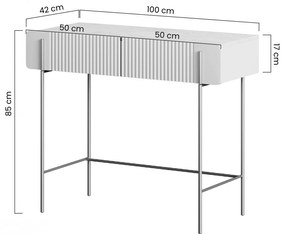 Toaletný stolík Malmi 100 cm - čierny mat / zlatá