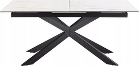 Jedálenský rozkladací stôl Irwine 168/210 cm biely mramor/čierny