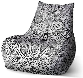 Sedací vak Bean biele mehendi, čierna / biela