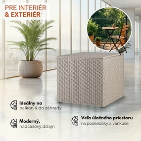 Polyratanový úložný box RICCO, 318L, 75x75x70cm, krémová Casaria