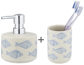 Bielo-modrá keramická súprava doplnkov do kúpeľne Aquamarin – Wenko
