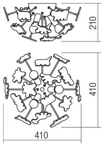Redo 04-514-Detské stropné svietidlo SAFARI 3xE14/3W/230V pr. 41 cm pestrofarebná
