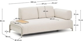 Béžová ženilková pohovka 200 cm Compo – Kave Home