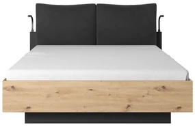 Manželská posteľ 160 cm Nedra (bez matraca a roštu) (dub artisan + antracit). Akcia -21%. Vlastná spoľahlivá doprava až k Vám domov. 1071369