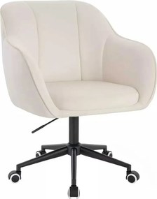 LuxuryForm DESIGN Stolička AVOLA VELUR na čiernej podstave s kolieskami - biela