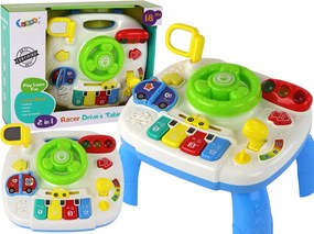 LEAN Toys Vzdelávací interaktívny stolík 2 v 1 pre batoľatá s volantom
