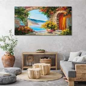 Obraz na plátne Kvety dom mora