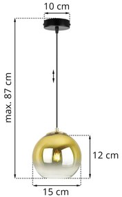 Závesné svietidlo Bergen gold, 1x zlaté/transparentné sklenené tienidlo (fi 15cm)