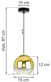 Závesné svietidlo Bergen Gold, 1x zlaté/transparentné sklenené tienidlo (fi 15cm)