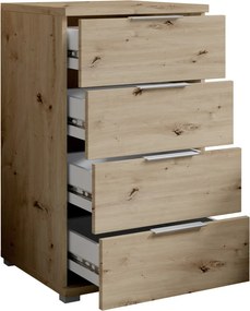 Nočný stolík/skrinka so 4 zásuvkami Smilla, výška 79 cm, dub artisan
