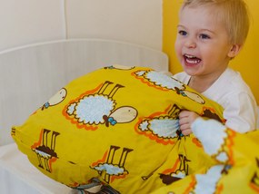Bavlnené obliečky do postieľky Beránkovia žlté